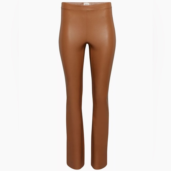 NWT Wilfred Free by Aritzia Flora Bootcut Vegan Leather Pant in Cognac - size M - Picture 1 of 7